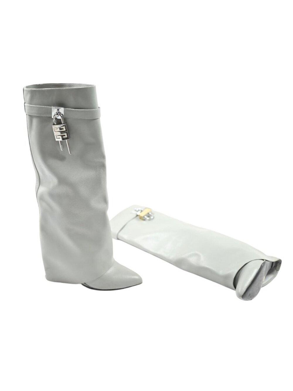 Givenchy Shark Lock 85mm Leather Boots in Grey